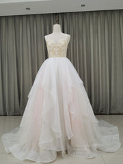 Formal Dress Trends, Unique Sweetheart Neck Tulle Long Prom Dresses, Tulle Graduation With Beading Sequin