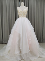 Formal Dresses Ideas, Unique Sweetheart Neck Tulle Long Prom Dresses, Tulle Graduation With Beading Sequin