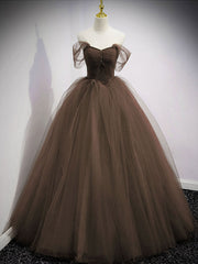 Pleated Dress, Unique Sweetheart Off Shoulder Lace Long Prom Dress, Tulle Formal Dresses