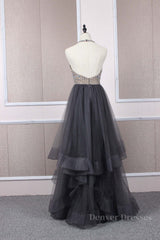 Bridesmaids Dresses On Sale, Unique tulle beads long prom dress tulle long evening dress