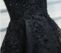 Prom Dresse 2024, V Neck Short Black Lace Prom Dresses, Short Black Lace Graduation Homecoming Dresses