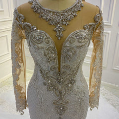 Wedding Dresses Shopping, Vintage Long Sleeve Appliques Lace Beading Sequins Mermaid Wedding Dress