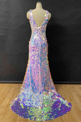 Bridesmaid Dress Cheap, Mermaid V-Neck Sequined Long Prom Dress