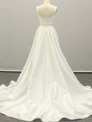 Prom Dress Princesses, White A lien satin long prom dress , white long bridesmaid dress