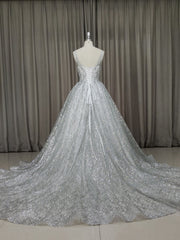 Formal Dresses Gowns, White V Neck Sequin Tulle Long Prom Dress White Tulle Evening Dress