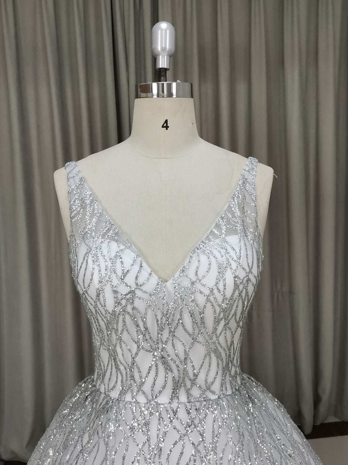 Formal Dresses Elegant, White V Neck Sequin Tulle Long Prom Dress White Tulle Evening Dress