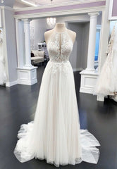 Party Dress Party, Ivory Lace Long Prom Dresses, A-Line Evening Dresses